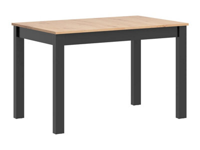 Extendable Dining Table Rectangular 120 - 160cm Black Oak Effect w/ Insert Ramen
