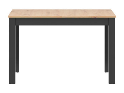 Extendable Dining Table Rectangular 120 - 160cm Black Oak Effect w/ Insert Ramen