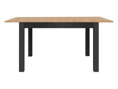 Extendable Dining Table Rectangular 120 - 160cm Black Oak Effect w/ Insert Ramen
