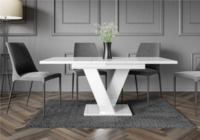 Extendable Dining Table Small White Gloss Kitchen Table 6 8 Seater Modern Masy