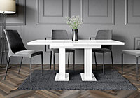 Extendable Dining Table White Gloss Small Extending 6 8 Seater Pillar Pedestal Leg GIA