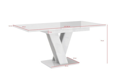 Extendable Dining Table White High Gloss Kitchen Table 120-160cm V Leg Seats 6 8 MASY