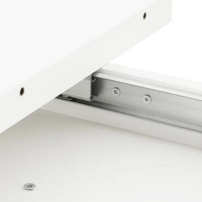 Extendable Dining Table White High Gloss Kitchen Table 120-160cm V Leg Seats 6 8 MASY