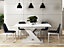 Extendable Dining Table White Rectangular 140-180cm X Leg Seats 6-10 Large Ron