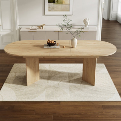 Extendable Dining Table with Rounded Corners, Seats 6-8, Thickened ...