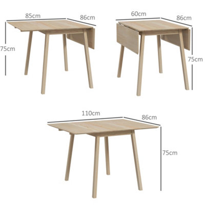 Extendable Kitchen Table for 2-4, Folding Drop Leaf Dining Table, Natural