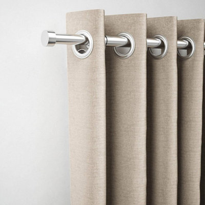 Extendable Klick Fit Curtain Pole Kit 165cm to 300cm Brushed Stainless Steel Stud Finial