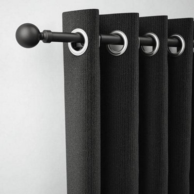 Extendable Klick Fit Curtain Pole Kit 165cm to 300cm Matt Black Easy Fit and Adjustable