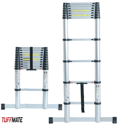 Extendable Ladder 2.6m Max Height 8 Steps Soft Close Safety System