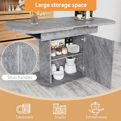 Extendable Oval Dining Table, 110-130cm x 70cm with Storage, Space ...