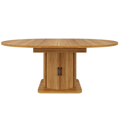 Extendable Round to Oval Dining Table with Drawers, Dark Brown MDF - Seats 6 (118-158cm)