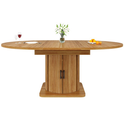 Extendable Round to Oval Dining Table with Drawers, Dark Brown MDF - Seats 6 (118-158cm)
