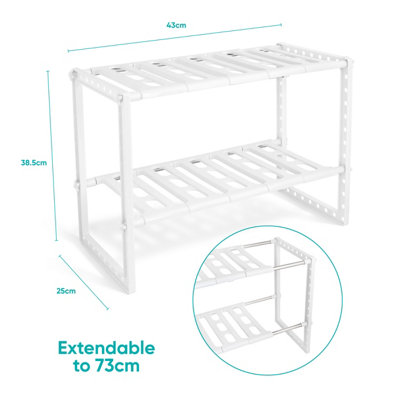 2 Stück Unter Waschbecken Organizer – Ausziehbares Metall-Regal Für Küche & Bad, Weiß
