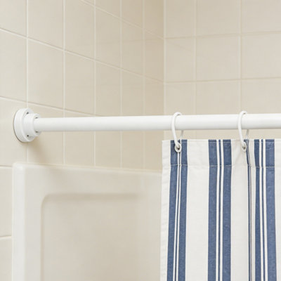 Extendable Telescopic White Rail Pole for Shower Curtains