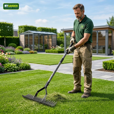 Extendable Thatch Rake Manual Lawn Scarifier with Adjustable Steel ...