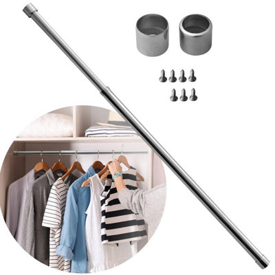 Extendable Wardrobe Pole 34-53CM Adjustable Rail Hanger Steel Heavy Duty Easy Assemble