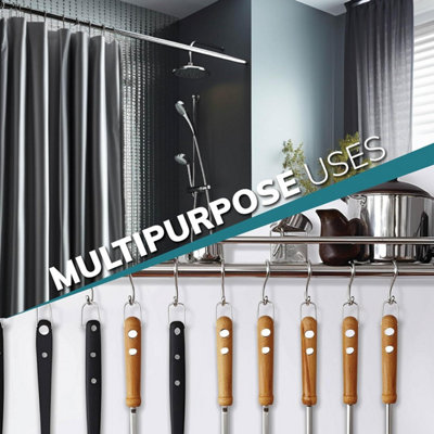 Extendable Wardrobe Pole 60-103CM Adjustable Rail Hanger Steel Heavy Duty Easy Assemble - 7