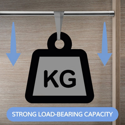 Extendable Wardrobe Pole 70-123CM Adjustable Rail Hanger Steel Heavy Duty Easy Assemble - 5