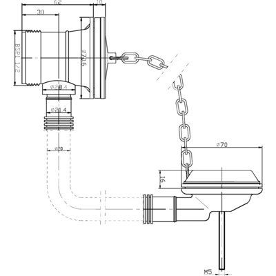 Extended Retainer Bath Waste with Overflow, Plug and Link Chain Waste ...