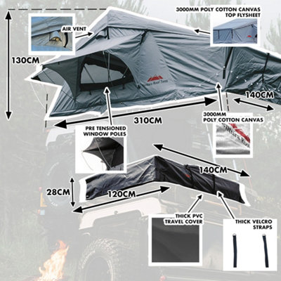 Ventura Deluxe 1.4 Tente De Toit + Annexe – 5 Places, Camping 4x4, Gris, Neuve