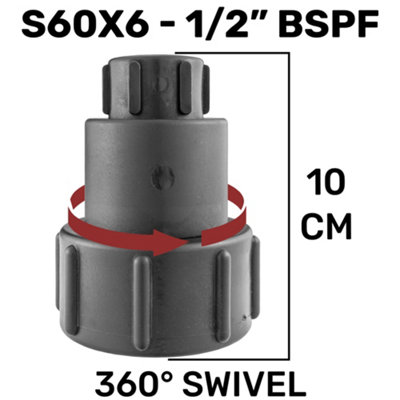 extender outlet kit for ibc water tank s60x6 2" coarse thread outlet with two outlet tap splitter/manifold - 4