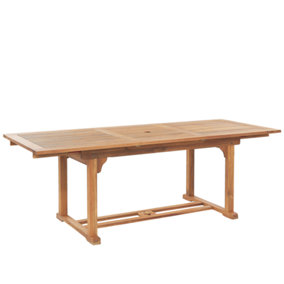 Extending Acacia Wood Garden Dining Table 160/220 x 90 cm Light Wood JAVA