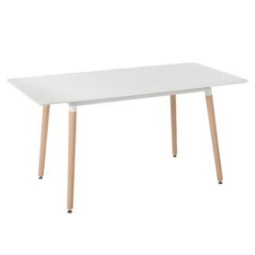 Extending Dining Table 120/150 x 80 cm White with Light Wood MIRABEL