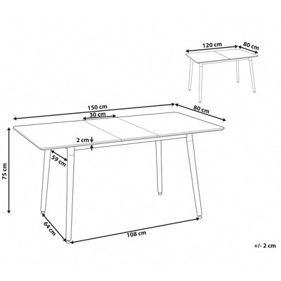 Extending Dining Table 120/150 x 80 cm White with Light Wood MIRABEL