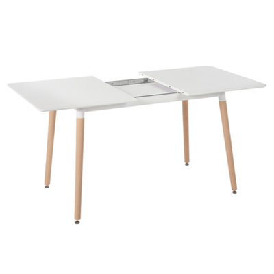 Extending Dining Table 120/150 x 80 cm White with Light Wood MIRABEL