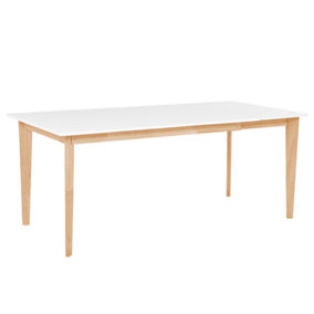 Extending Dining Table 140/180 x 90 cm White with Light Wood SOLA