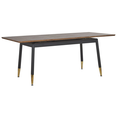 Extending Dining Table 160/200 x 90 cm Dark Wood and Black CALIFORNIA