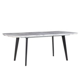 Extending Dining Table 160/200 x 90 cm Marble Effect with Black MOSBY