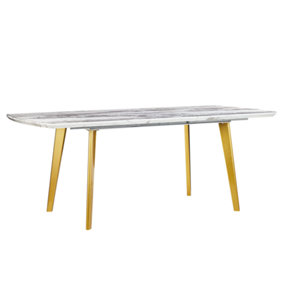 Extending Dining Table 160/200 x 90 cm Marble Effect with Gold MOSBY