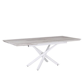 Extending Dining Table 160/200 x 90 cm Marble Effect with White MOIRA