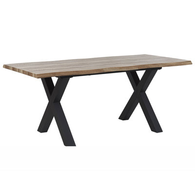 Extending Dining Table BRONSON Dark Brown 140/180 cm 90 cm