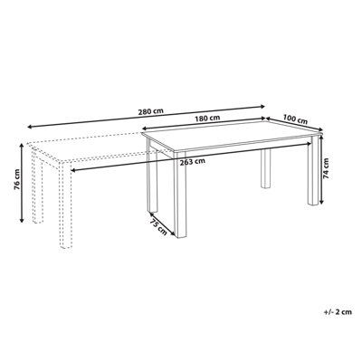 Extending Dining Table MADURA Light Ash Wood 180/280 cm 100 cm