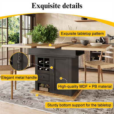 Extending Kitchen Table with Wine Storage(110-140x80cm), Foldable ...