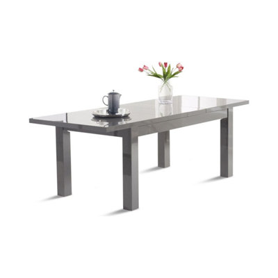 Extending Vancouver 160cm Dark Grey High Gloss Dining Table