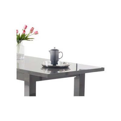 Extending Vancouver 160cm Dark Grey High Gloss Dining Table