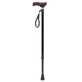 Extending Walking Stick with Ergonomic Wooden Handle - 10 Height Settings