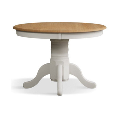 Extending Whatley Oak and Signal White Painted Pedestal Dining Table