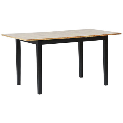 Extending Wooden Dining Table 120/150 x 80 cm Light Wood and Black HOUSTON