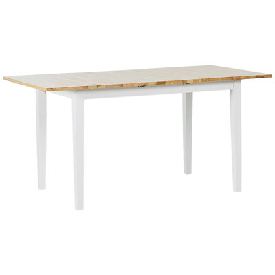 Extending Wooden Dining Table 120/150 x 80 cm Light Wood and White HOUSTON