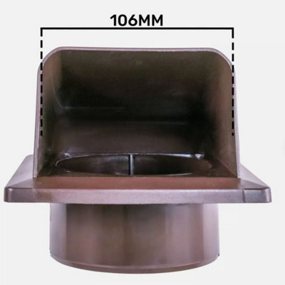 Awenta 6" (150mm) Black External Hooded Wall Air Vent With Anti Back Draught Flap