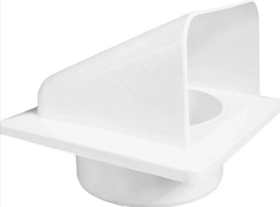 External Air Vent Hooded Duct Cover Gravity Flap Cowl Grille WHITE Plastic 100mm - 3