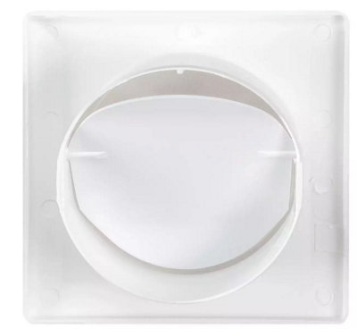 External Air Vent Hooded Duct Cover Gravity Flap Cowl Grille WHITE Plastic 100mm - 6