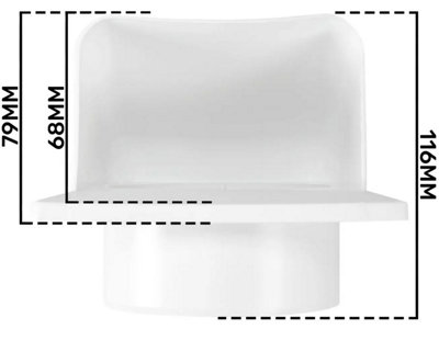 External Air Vent Hooded Duct Cover Gravity Flap Cowl Grille WHITE Plastic 100mm - 8