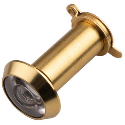 External Door Peephole Plastic Lens - Polished Brass 180 Degree Viewer Looker