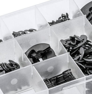 External Retaining Ring Set Circlip Kit 300pcs E-Clip in box Steel 1 ...
