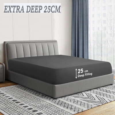 Extra Deep 25 CM Bedroom Fitted Sheet Single Double S. King Sizes Bedsheet